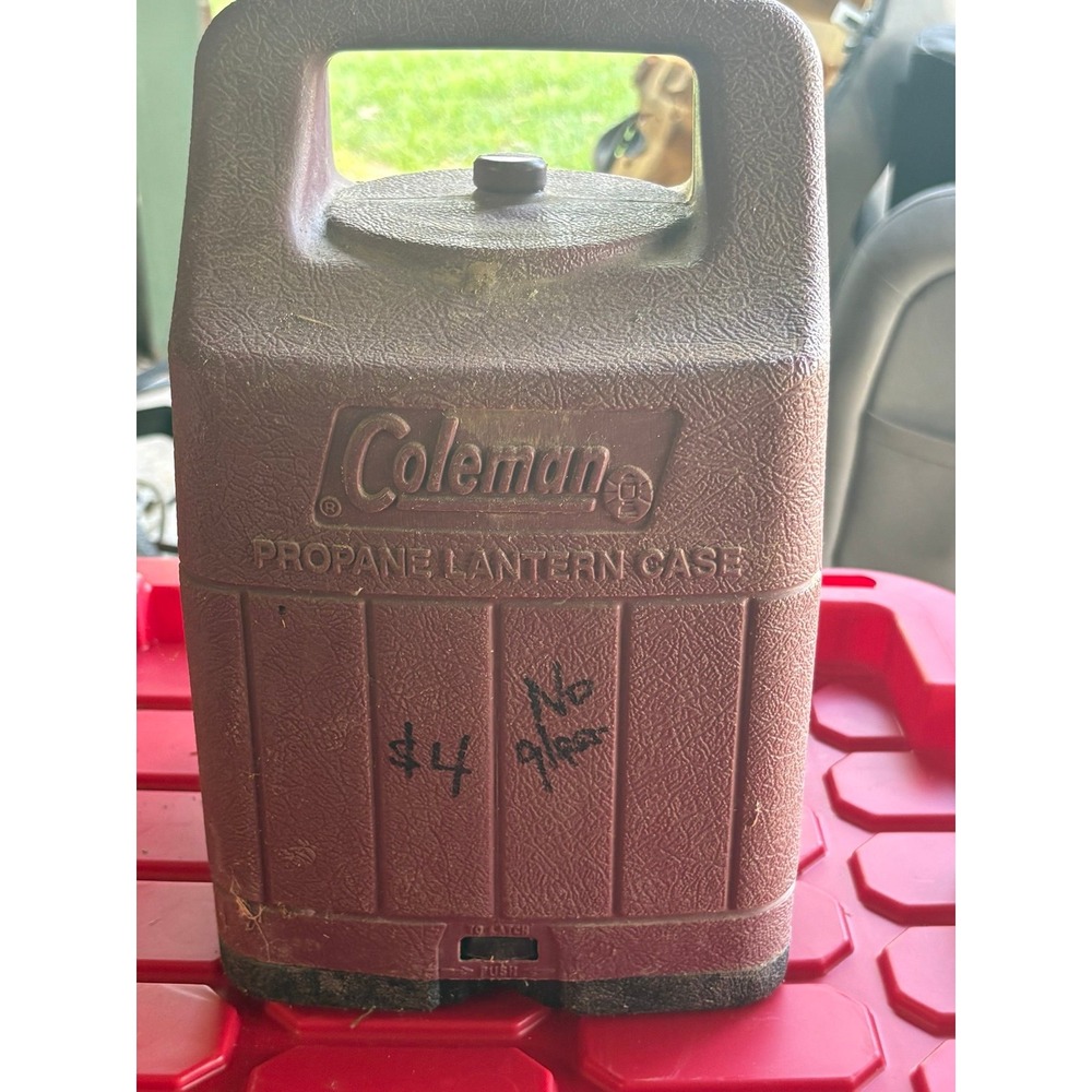 Vintage Coleman Propane Lantern Case (Brown) with Green Lantern Included